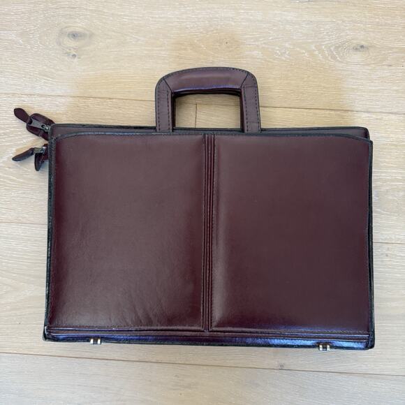 Heritage Burgundy Leather Portfolio Bag Oxblood Briefcase Cross Body Attaché - Picture 2 of 9